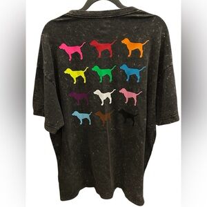 PINK Dog Black Mineral Wash T-Shirt O/S BNWT